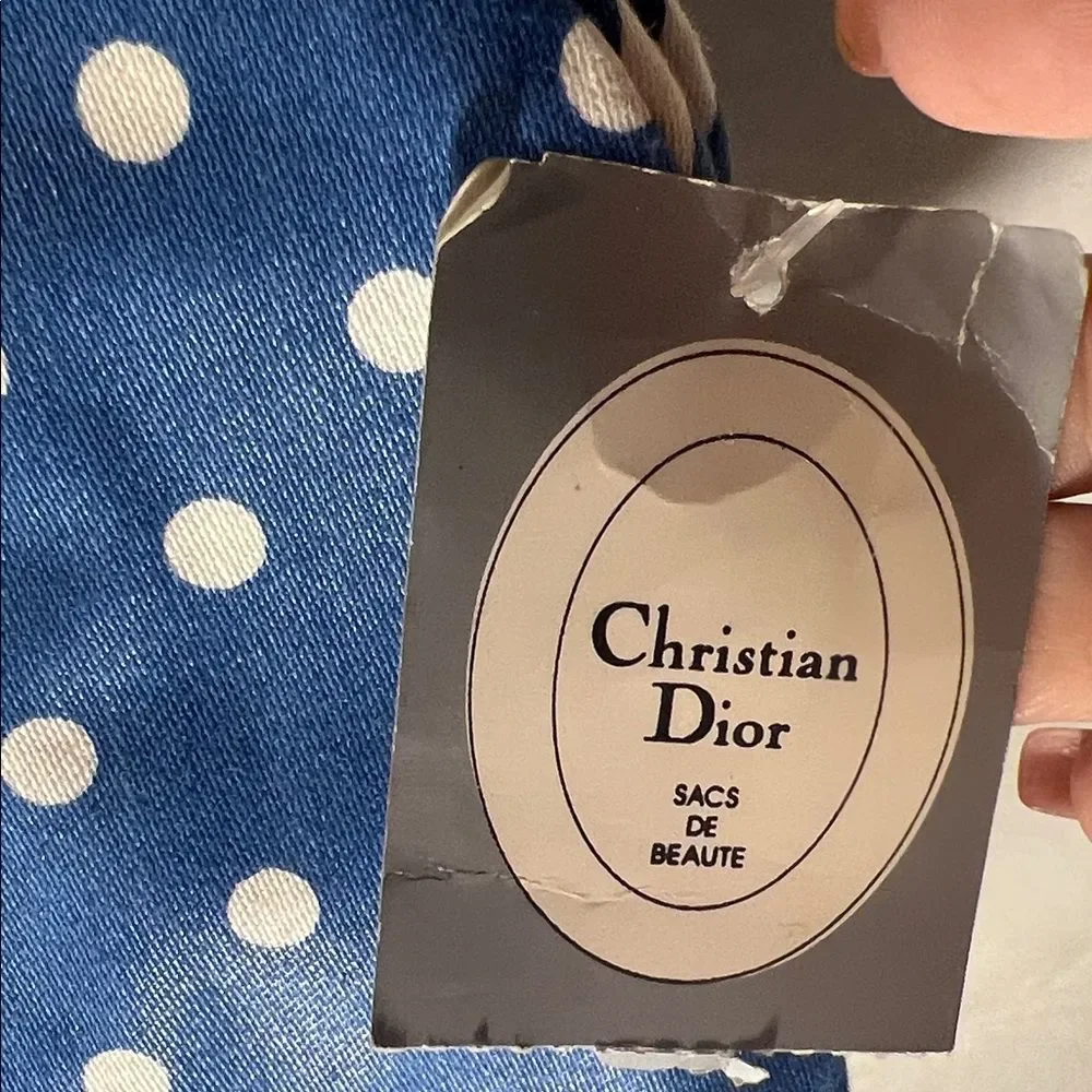 Christian Dior Blue and White Polka Dot Cosmetic Travel Bag - Picture 2 of 11